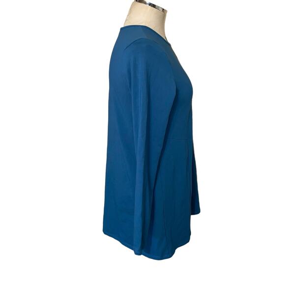 J. Jill Wearever Collection Blue Long Sleeve Crewneck Tunic Top Size Small - Picture 2 of 7